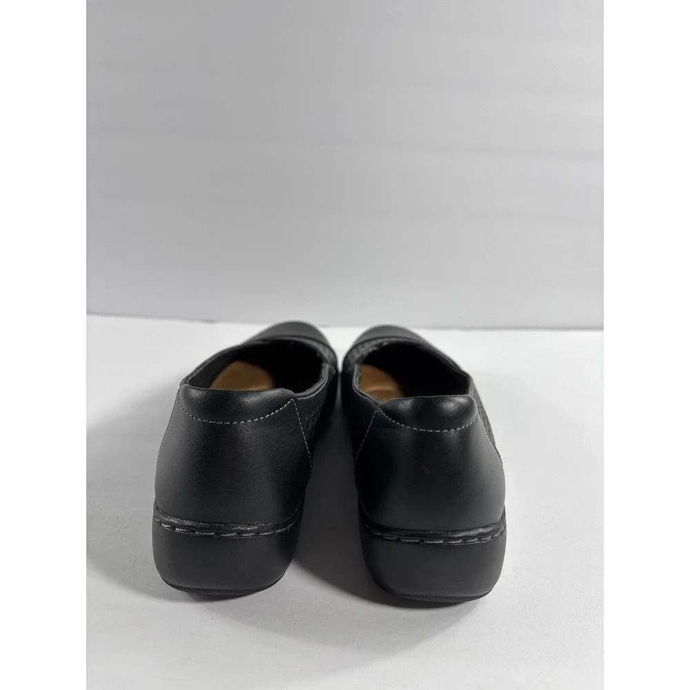 Clarks Collection‎ Cora Iris Black Leather Laser Cut Ballet Flat Womens 10M